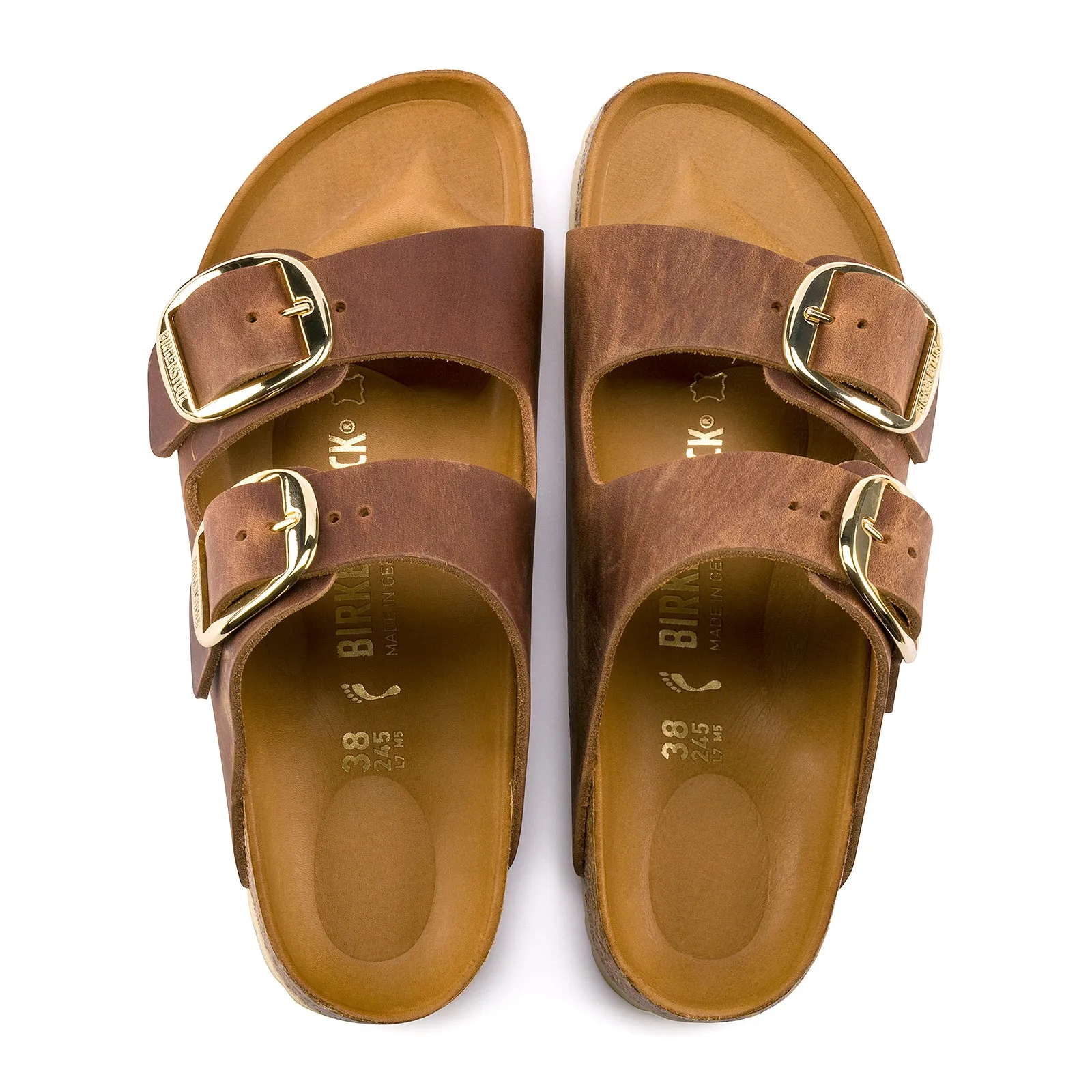 Birkenstock Arizona Big Buckle Narrow Slide Sandal (Women) - Cognac Oiled Leather
