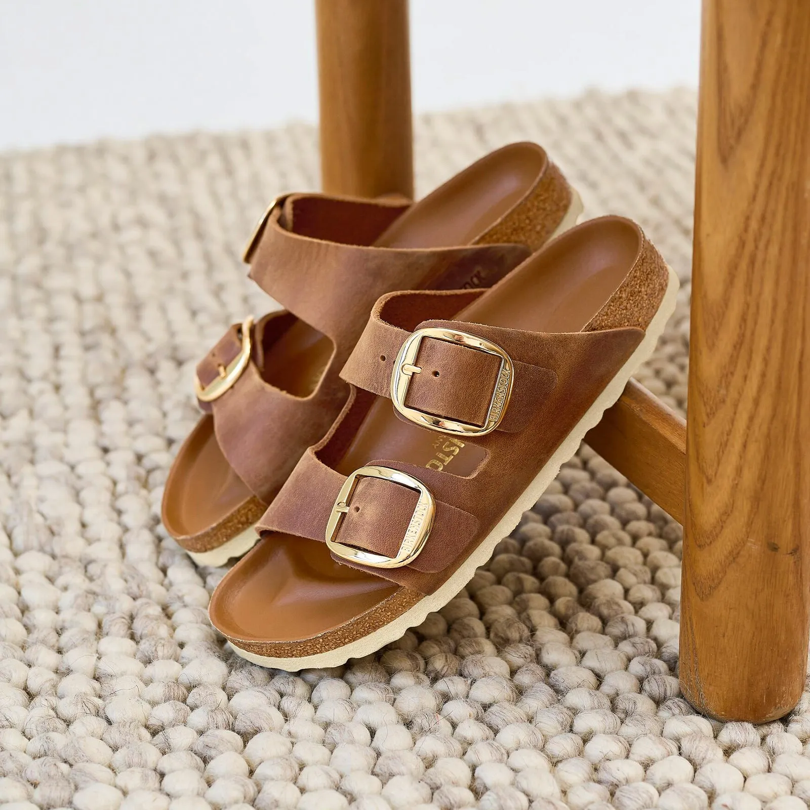 Birkenstock Arizona Big Buckle Narrow Slide Sandal (Women) - Cognac Oiled Leather