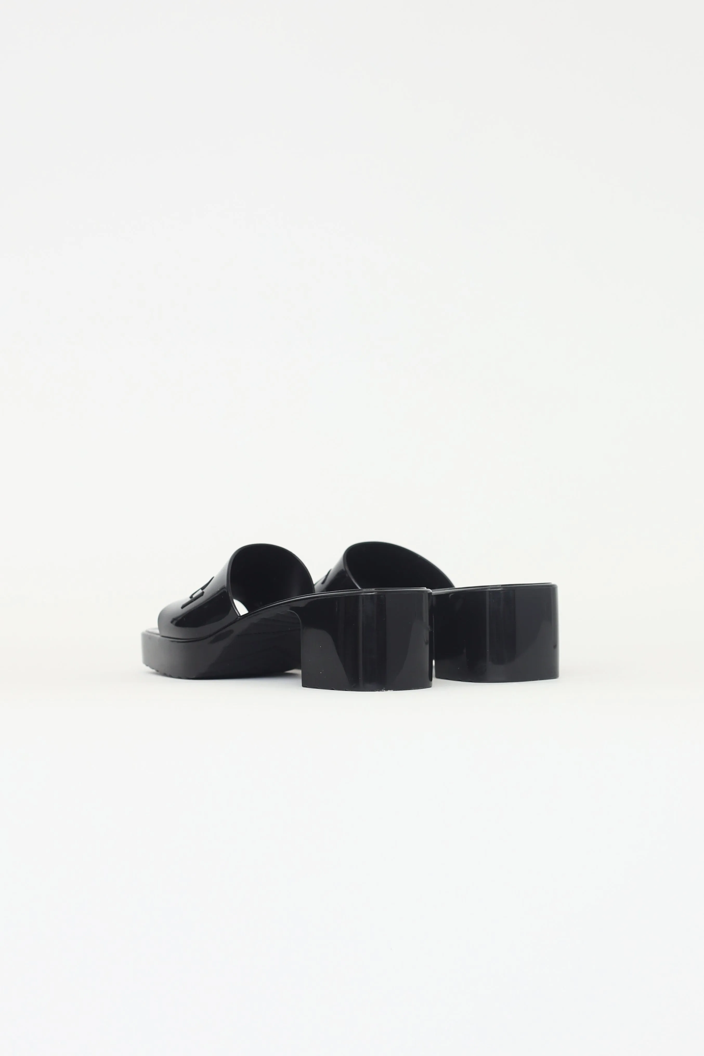 Black Rubber Mule Sandal