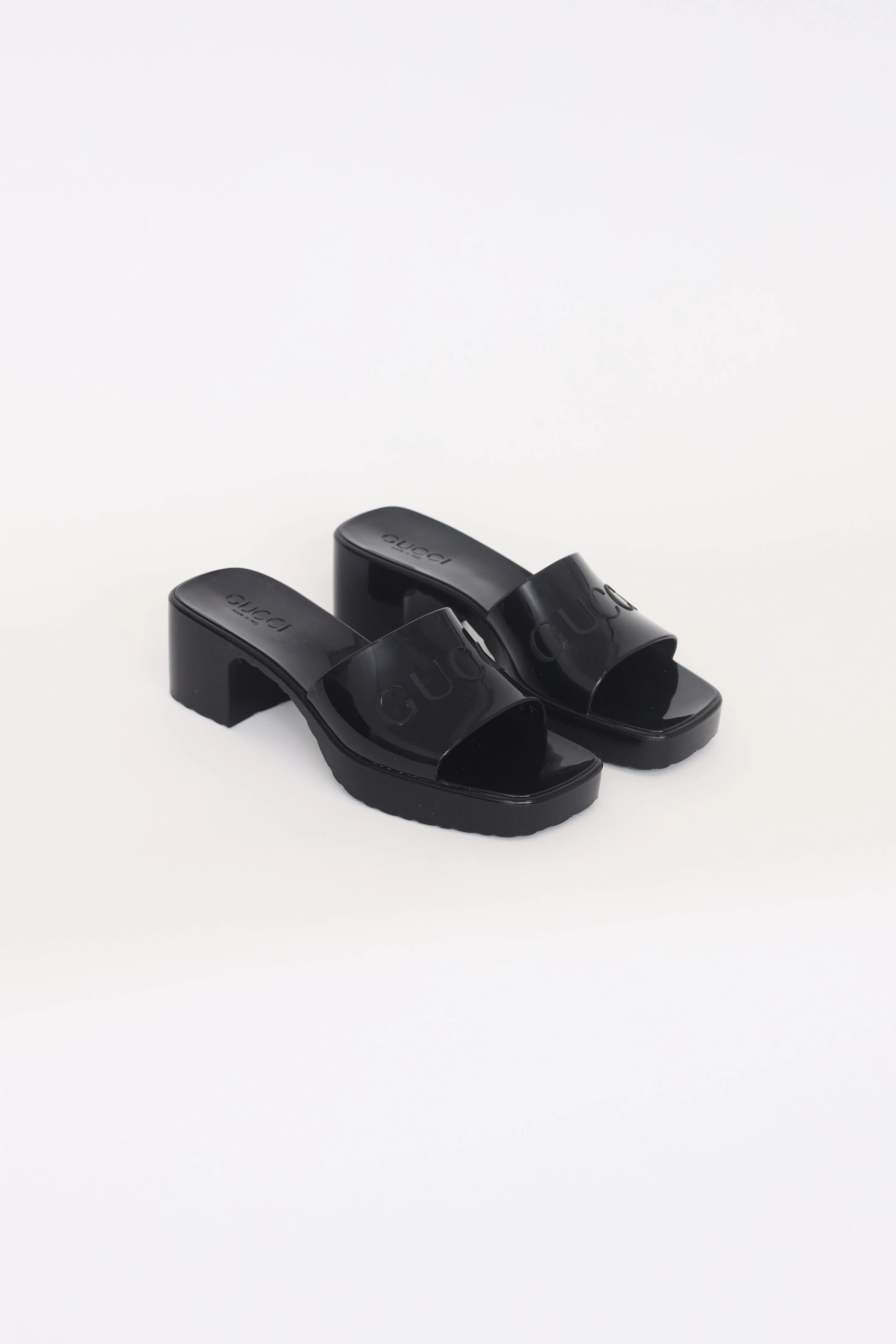 Black Rubber Mule Sandal