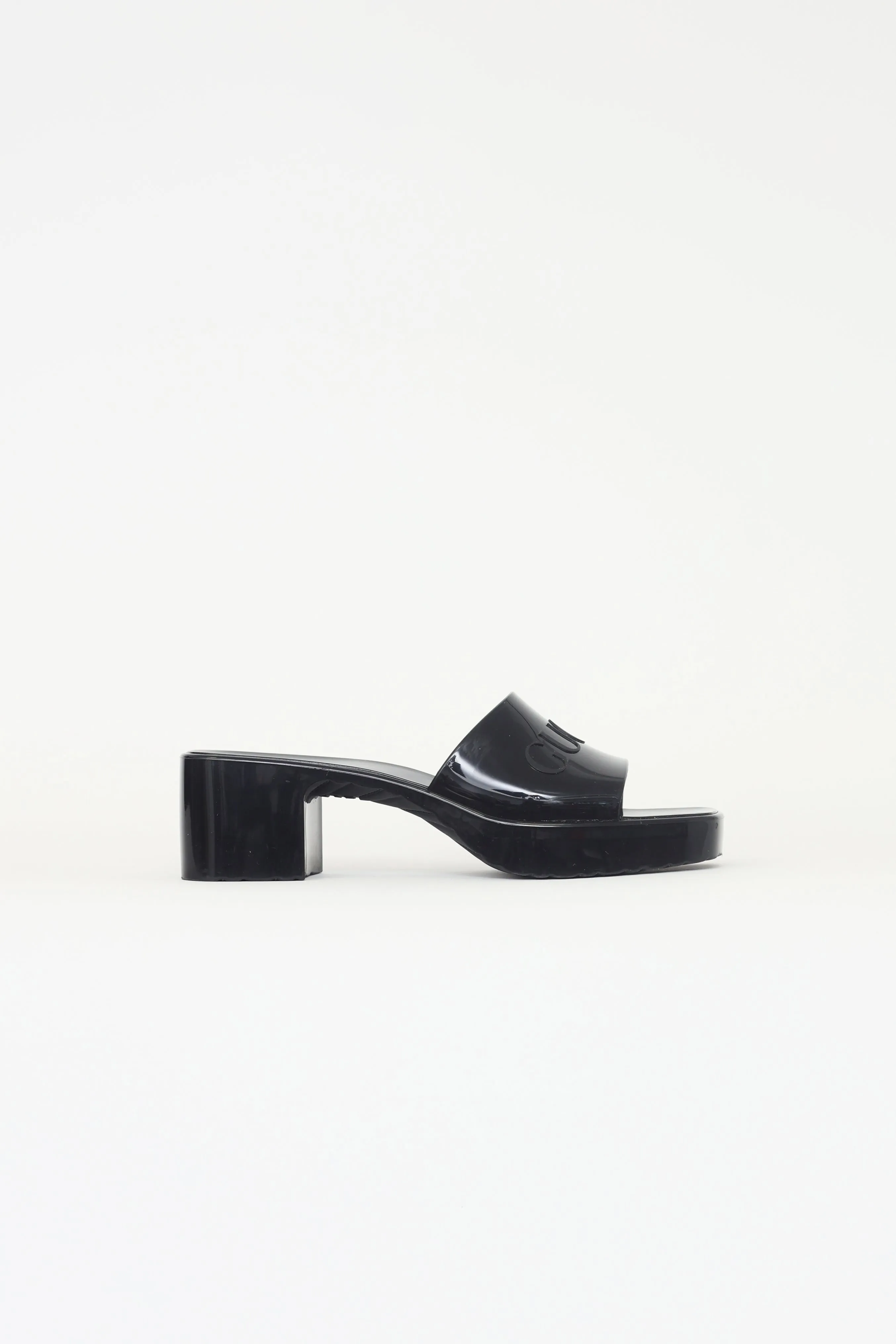 Black Rubber Mule Sandal