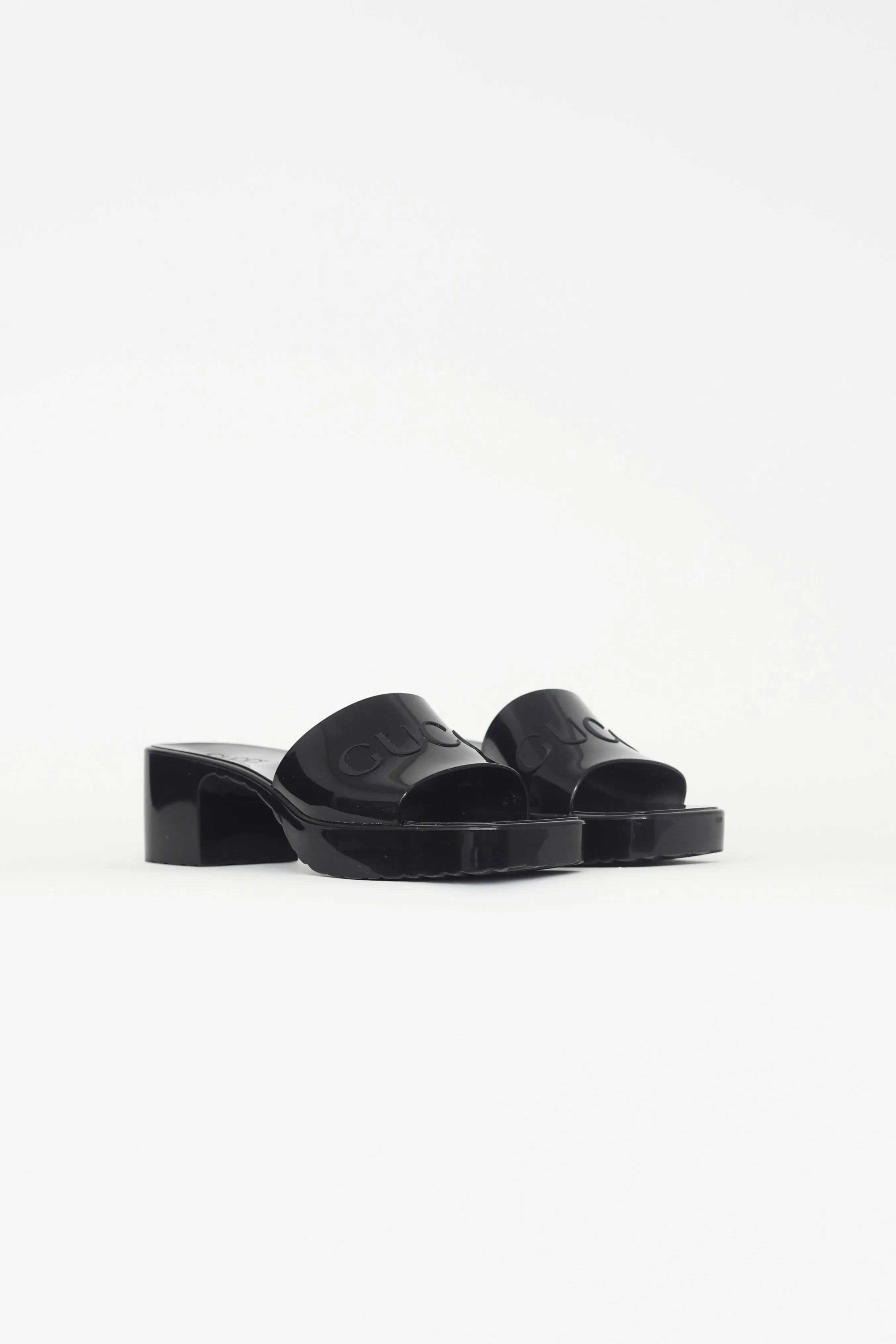 Black Rubber Mule Sandal