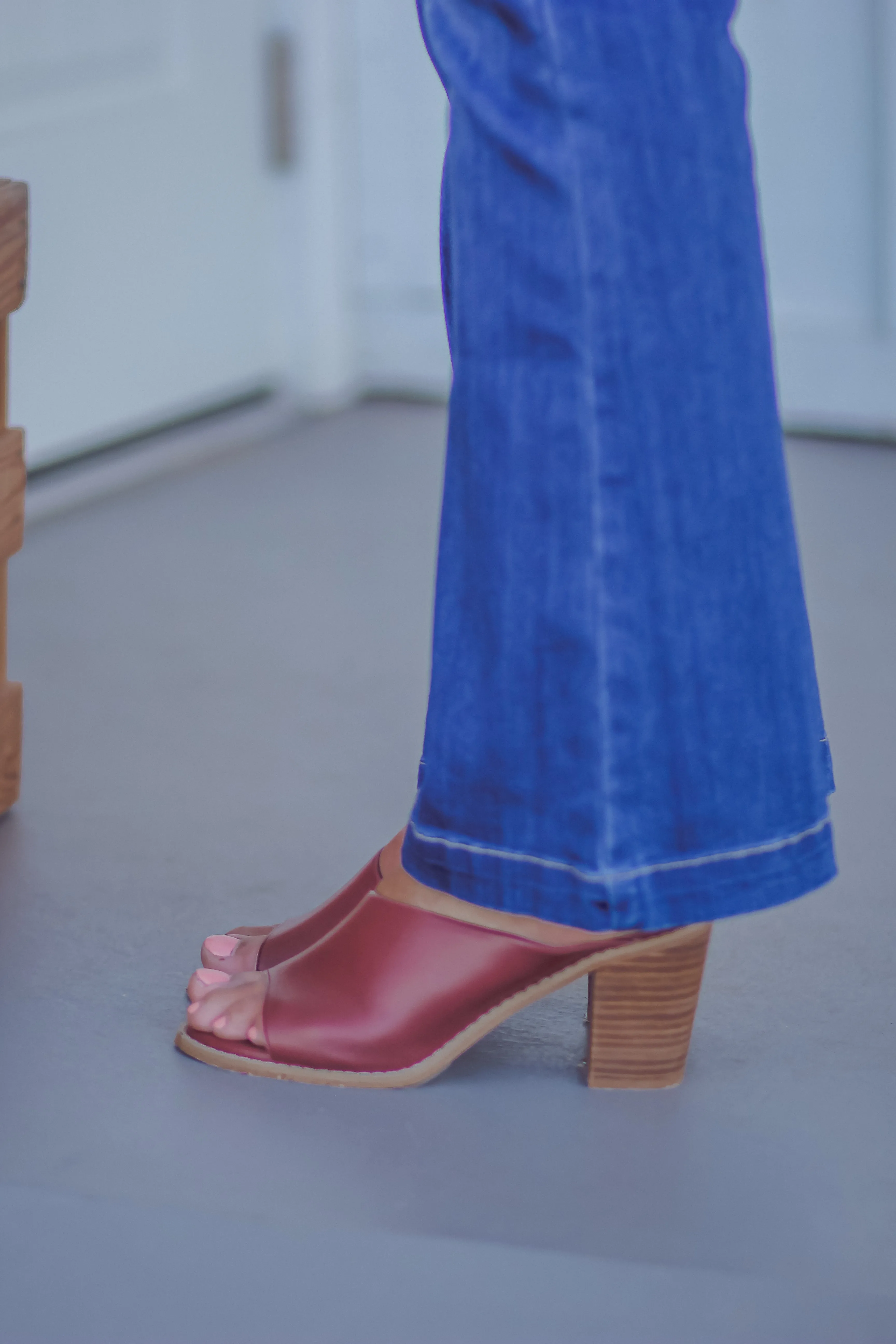 Brick Open Toe Block Heel