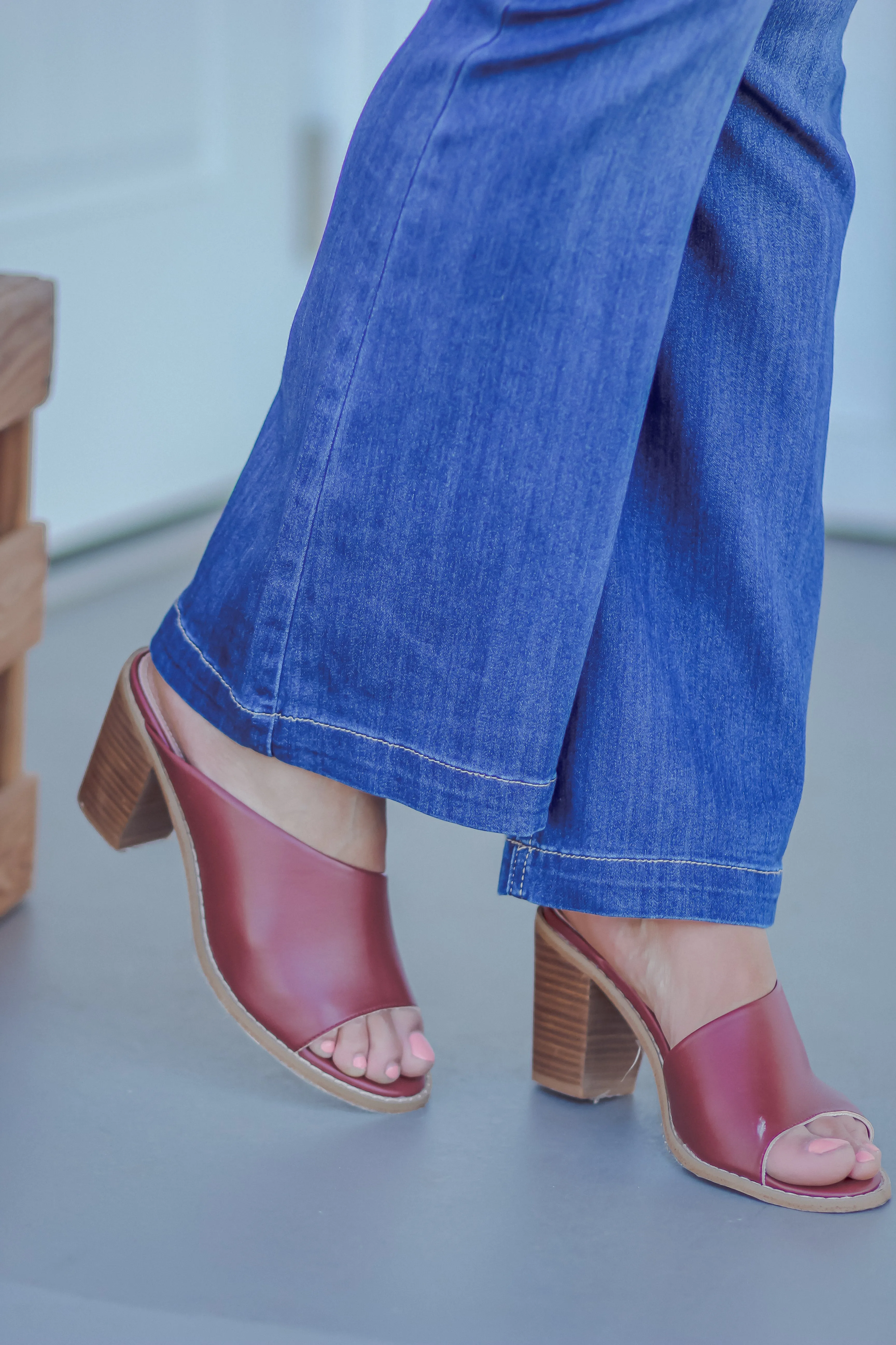 Brick Open Toe Block Heel