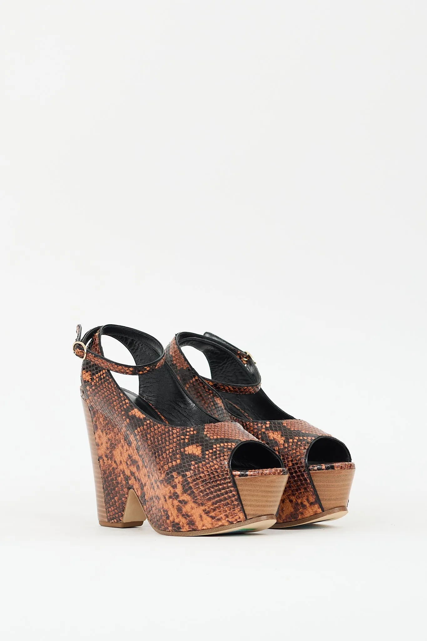 Brown & Black Embossed Iris Platform Sandal