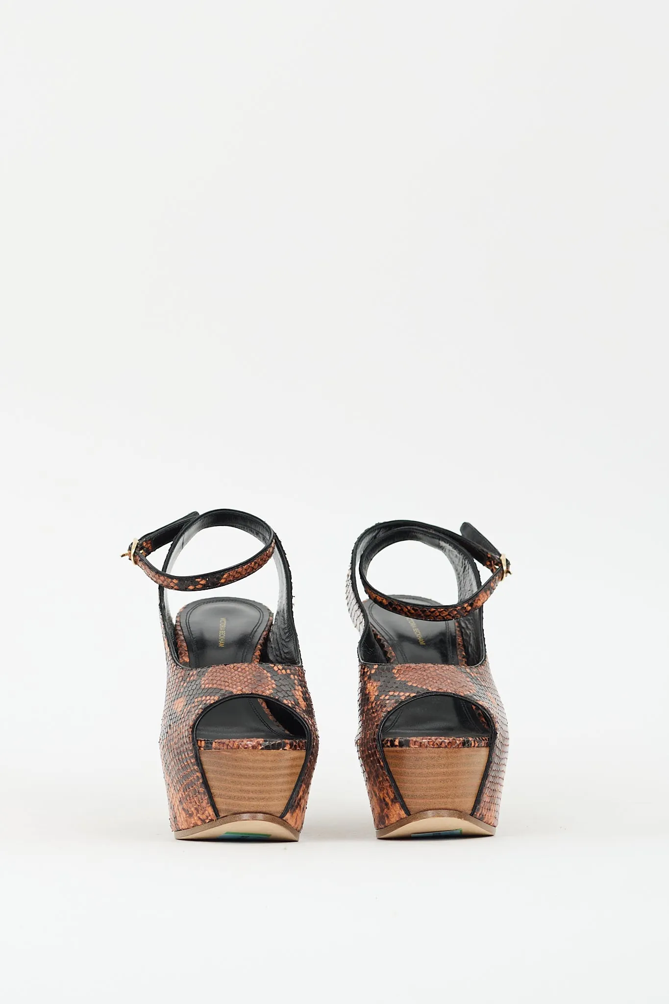 Brown & Black Embossed Iris Platform Sandal