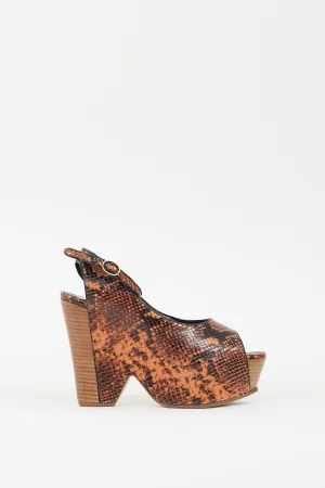 Brown & Black Embossed Iris Platform Sandal