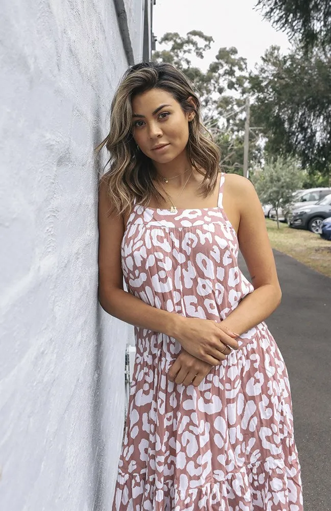 Cartel & Willow Avril Midi Dress  Blush Leopard