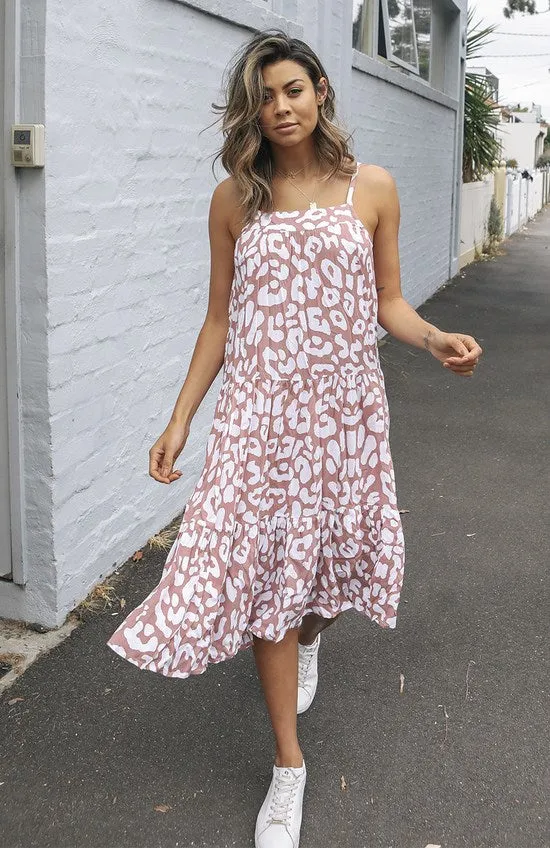 Cartel & Willow Avril Midi Dress  Blush Leopard