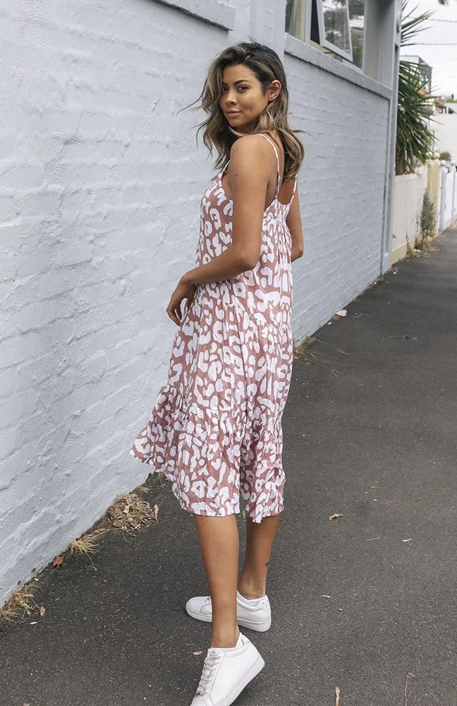 Cartel & Willow Avril Midi Dress  Blush Leopard