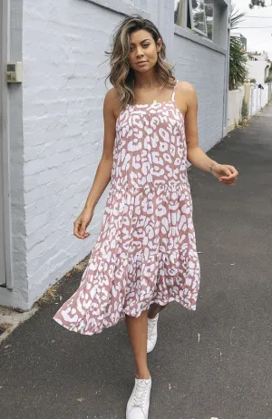 Cartel & Willow Avril Midi Dress  Blush Leopard
