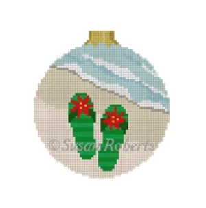 Christmas Flip Flops Round Canvas