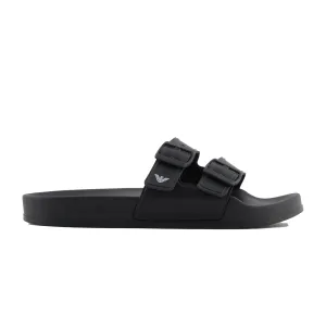 Emporio Armani Beach Double Strap Slides Black/White