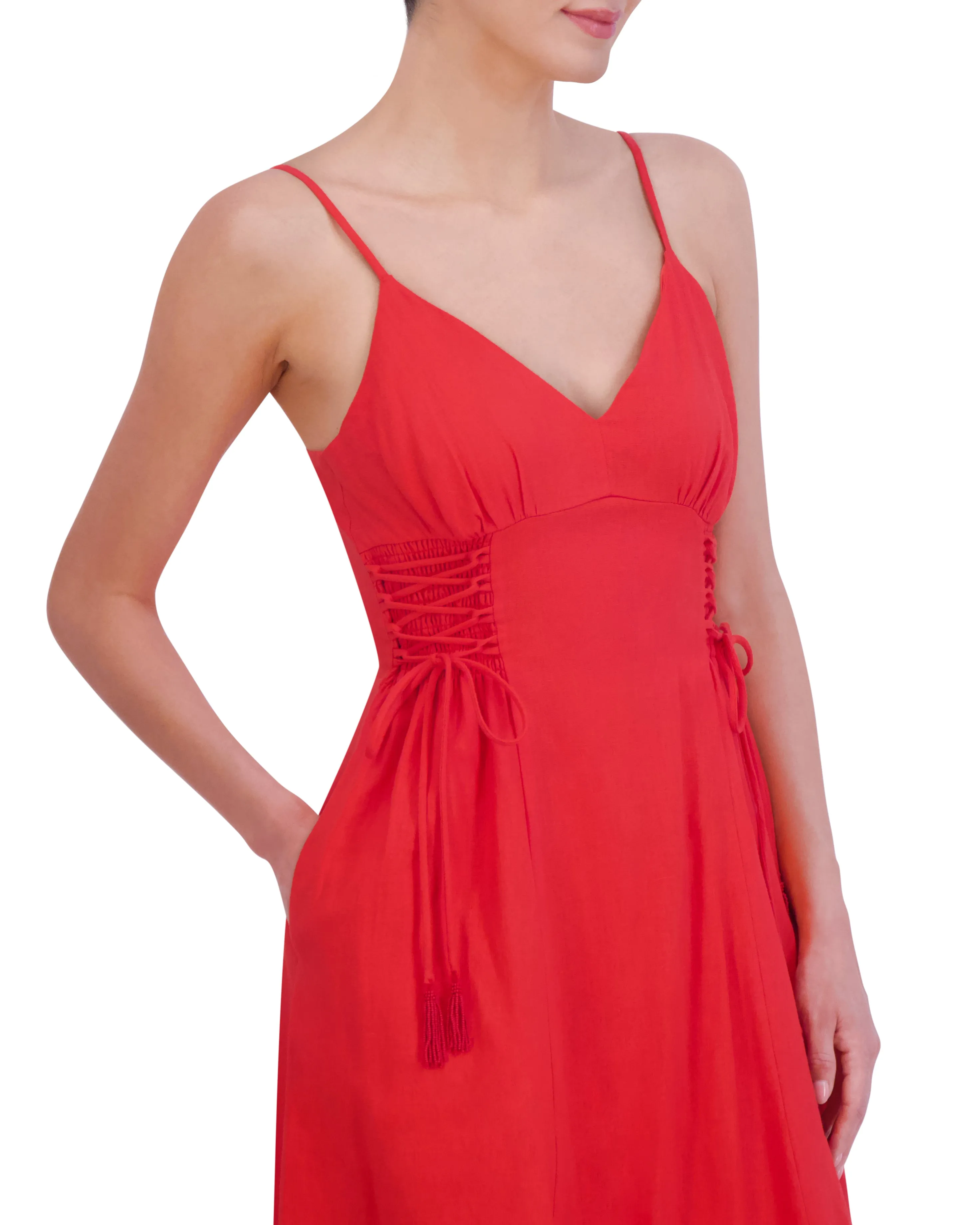 Lace-Up-Side Midi Dress