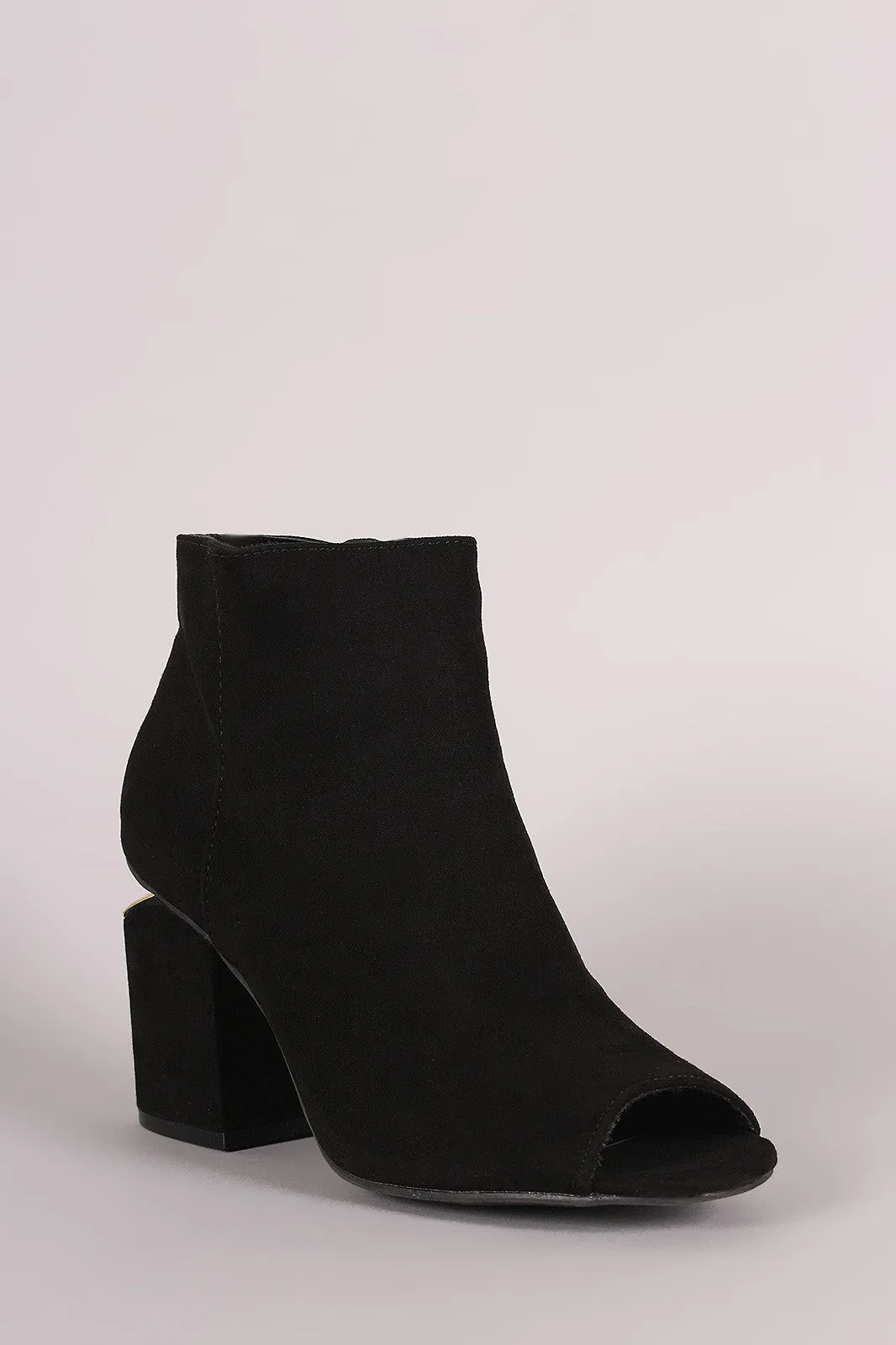 Qupid Peep Toe Metallic Slit Booties