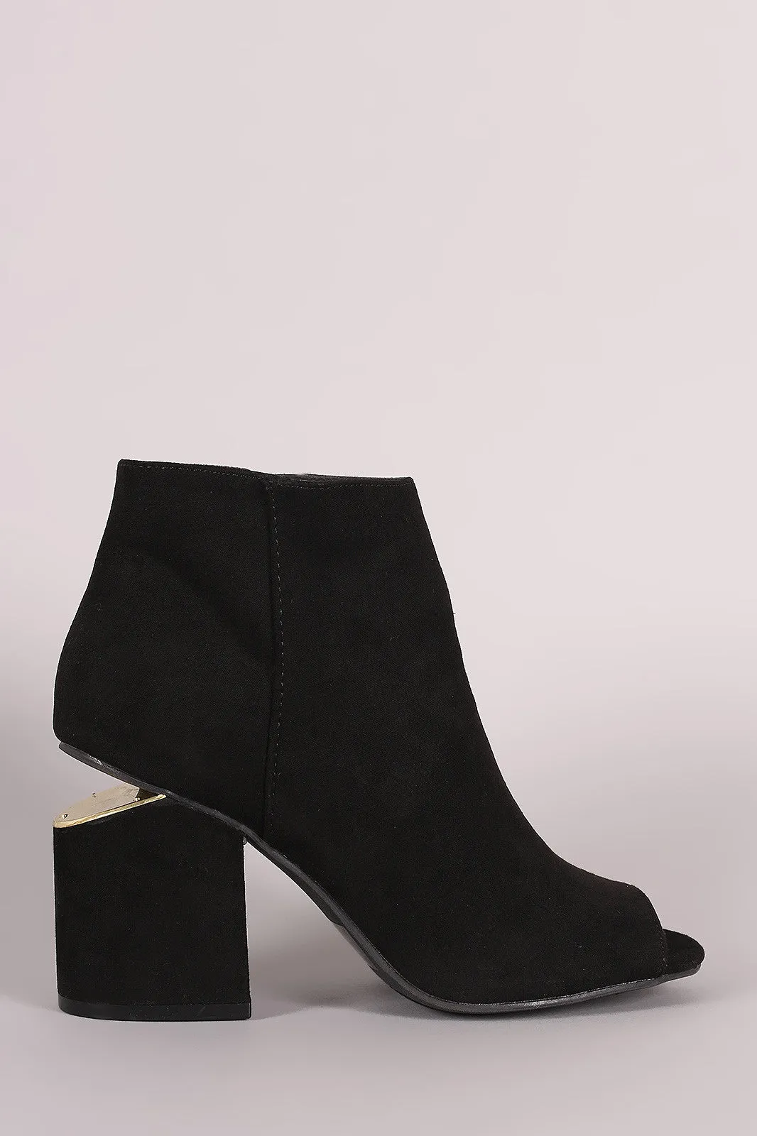 Qupid Peep Toe Metallic Slit Booties