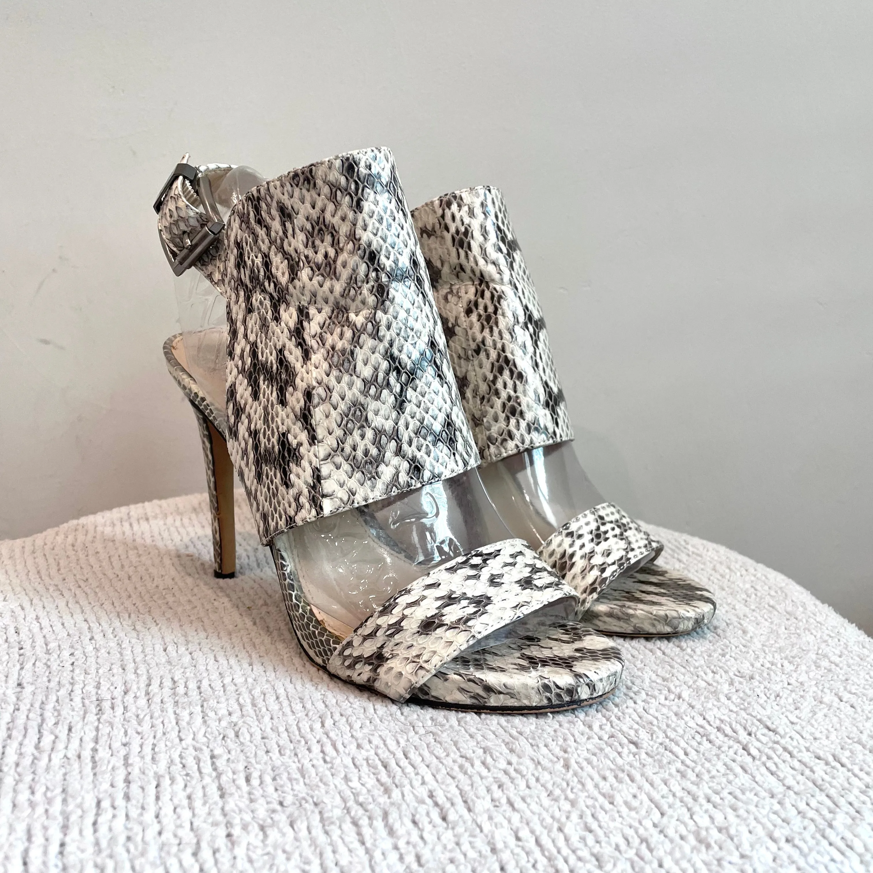 Snakeskin Open Toe Heels