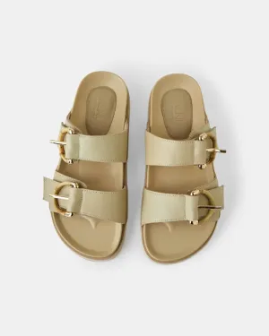 Walnut Mint Leather Slide