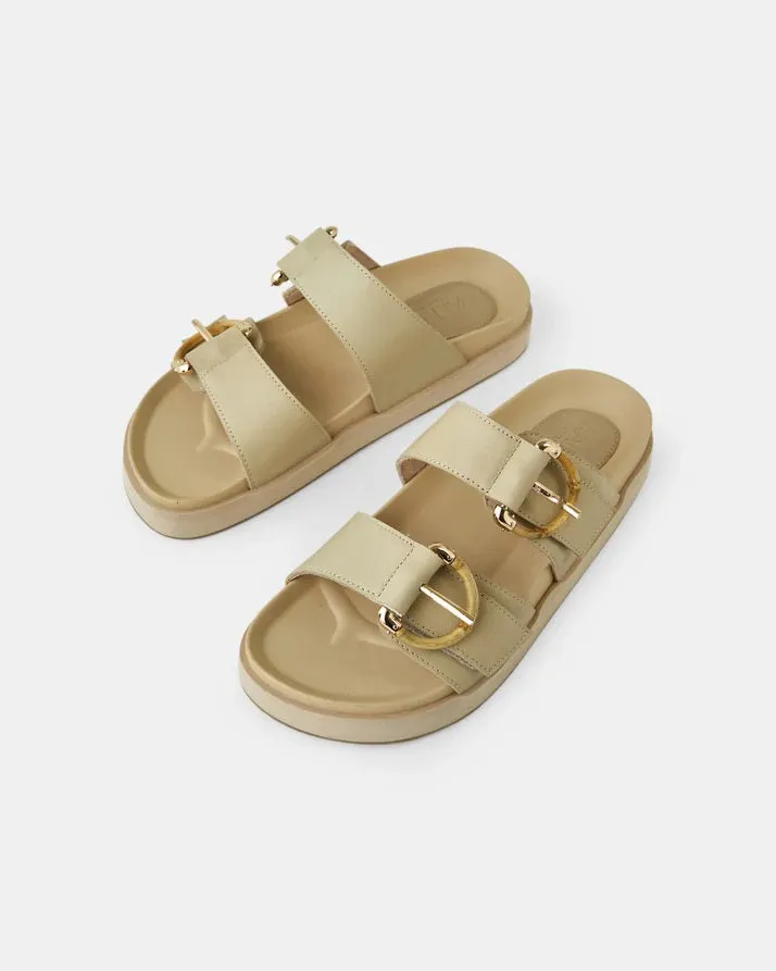 Walnut Mint Leather Slide