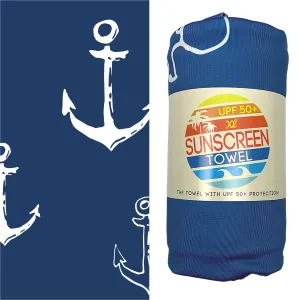XL UPF 50  Sunscreen Towel (Blue Anchor)